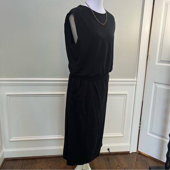Garnet Hill Black Midi Dress Size L - Picture 3 of 11